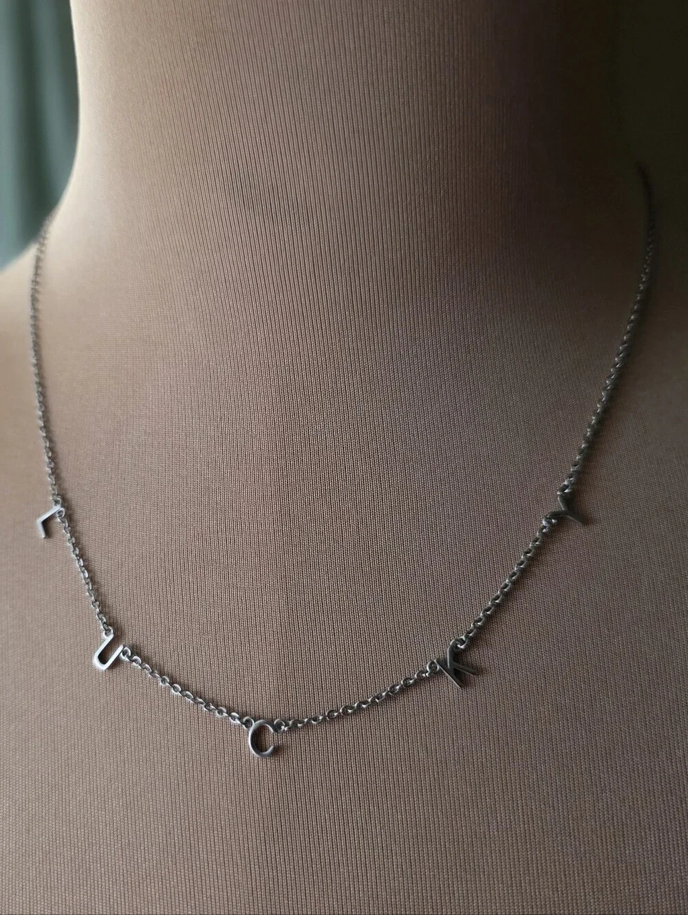 Lucky Charm Choker Necklace Pura Vida Silver Minimalist Dainty Letter 16